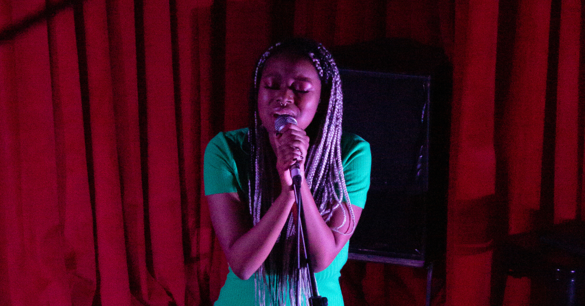 Student performing.
