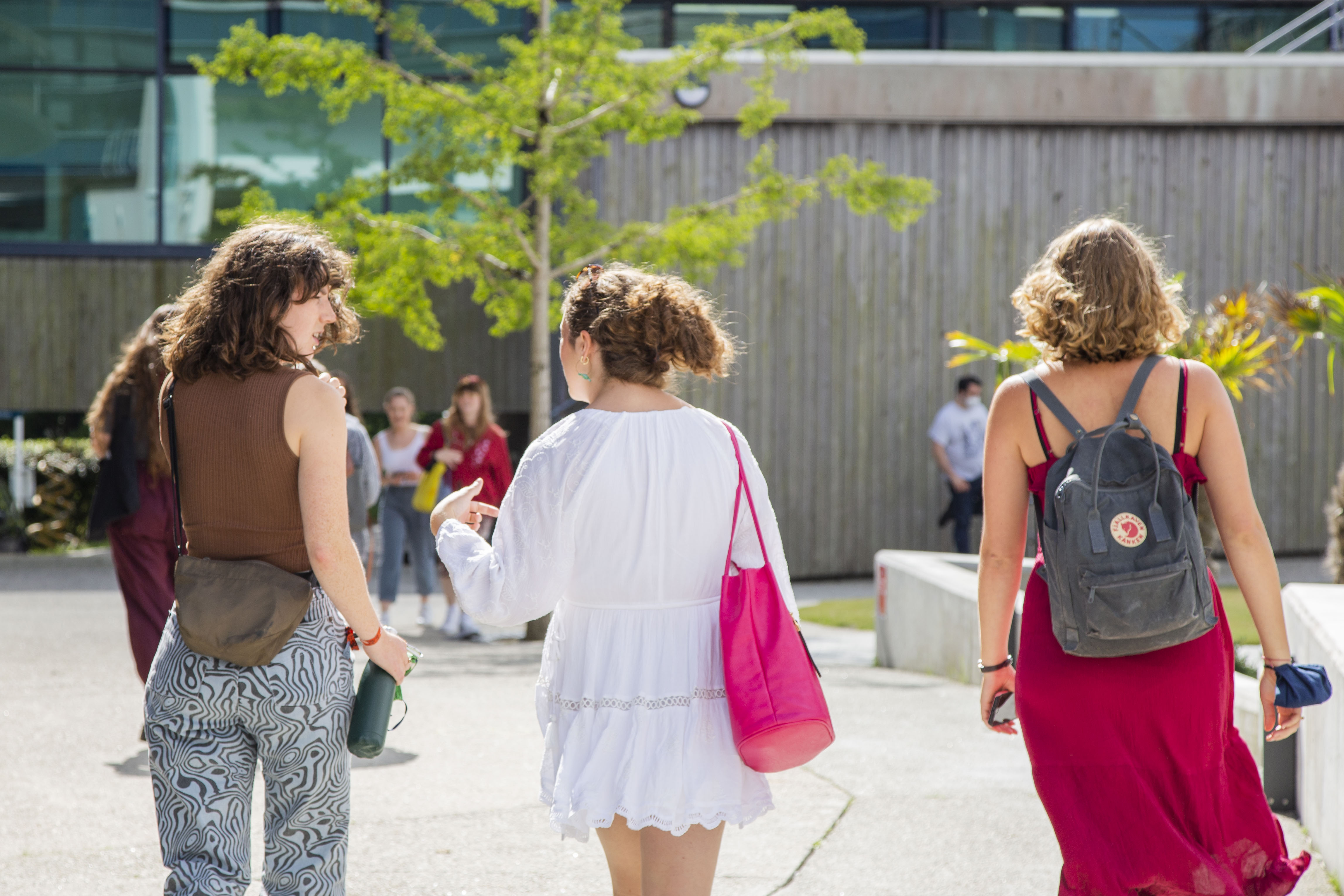 Students walking on campus.