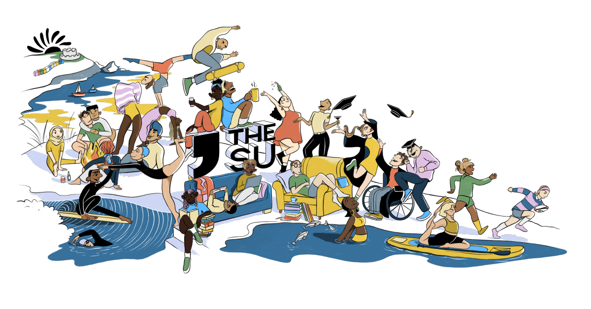 The SU Here Together strategy is summarised in our student-led mural by Abby Mundell.