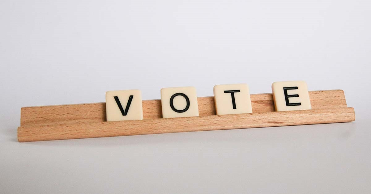 'Vote' spelled out with scrabble keys