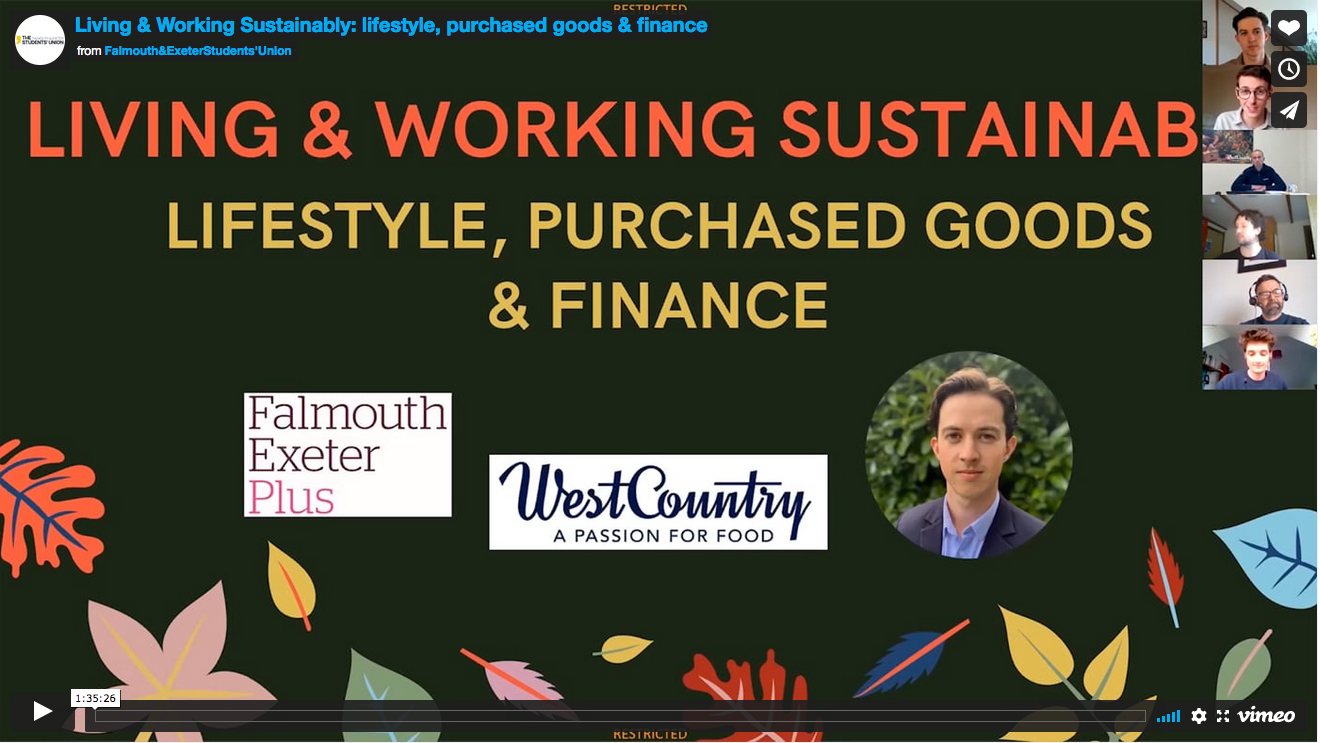Living & Working Sustainably: lifestyle, purchased goods & finance