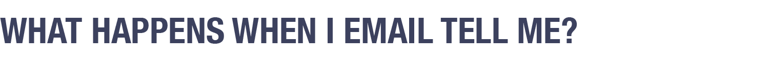 What happens when I email Tell Me?